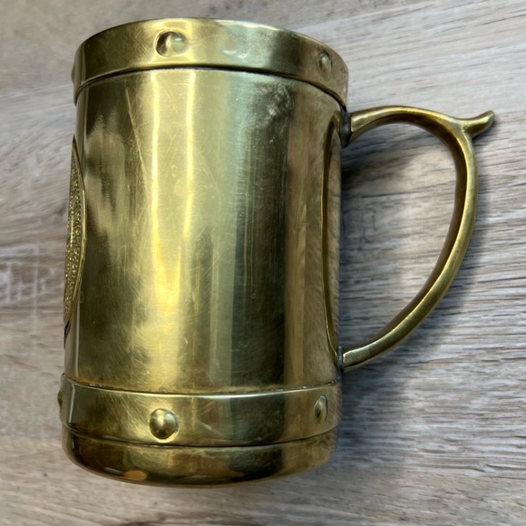 vintage brass Aztec calendar mug - Picture 5 of 11